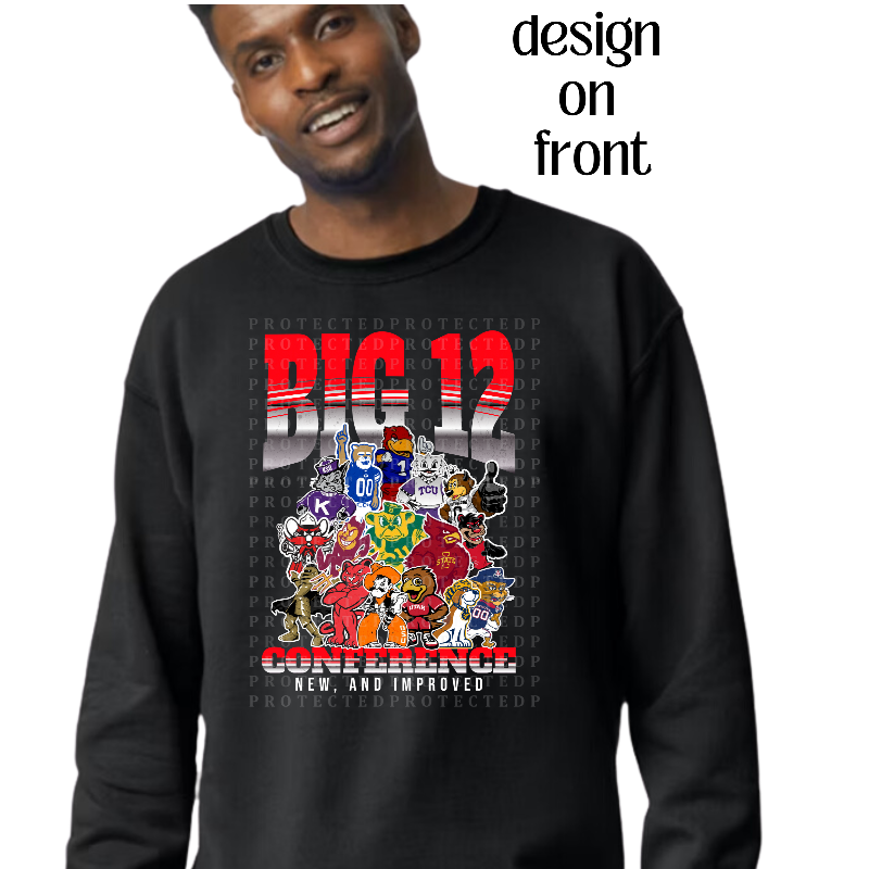 Big 12 Mascots New, And Improved [Black Gildan Softstyle Tee, Gildan: Crewneck Sweatshirt, or Hoodie]  Main Image